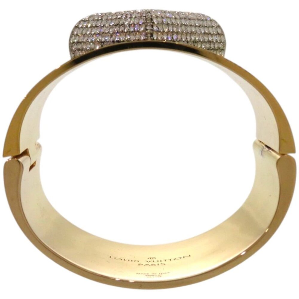 AUTHENTIC LOUIS VUITTON Essential V Bangle Gold Plated Linestone LTJ471-010226 - Picture 5 of 10